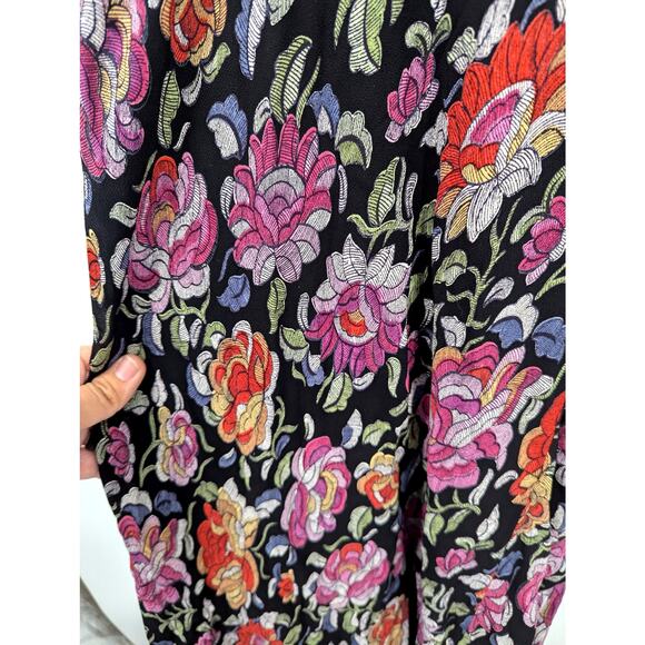 Vtg 90s Black Floral Wrap Style Dress Sz L Lola P Grunge Cap Sleeve Surplice - Picture 4 of 6